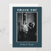 Minimale Elegant Dark Blauwgroen Weddenschap Aange Bedankkaart (Voorkant / Achterkant)