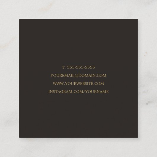 Minimale Elegant Dark Faux Gold Hair Pin Vierkante Visitekaartje (Achterkant)