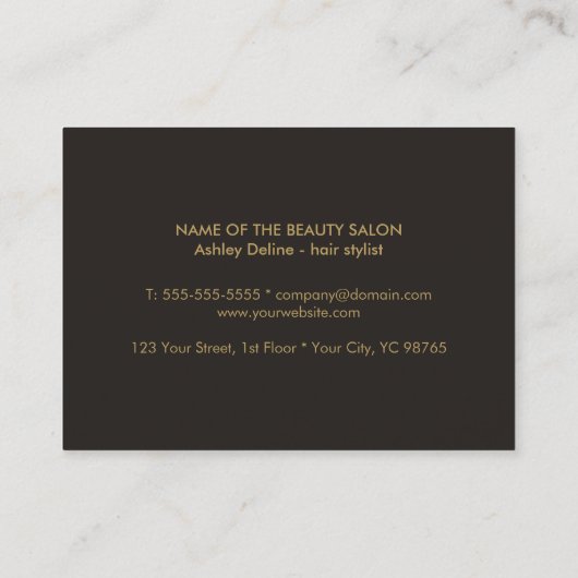 Minimale Elegant Dark Faux Scissor Hair Stylist Visitekaartje (Achterkant)