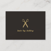 Minimale Elegant Dark Faux Scissor Hair Stylist Visitekaartje (Voorkant)