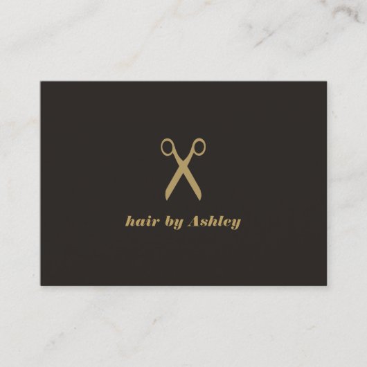 Minimale Elegant Dark Faux Scissor Hair Stylist Visitekaartje (Voorkant)