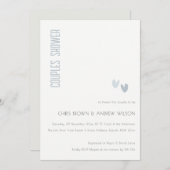 Minimale Elegant Dusky Blue Hearts Couples Shower Kaart (Voorkant / Achterkant)