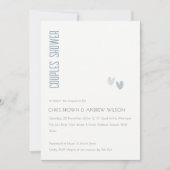 Minimale Elegant Dusky Blue Hearts Couples Shower Kaart (Voorkant)