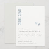 Minimale Elegant Dusky Blue Hearts Couples Shower Kaart (Voorkant / Achterkant)