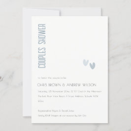Minimale Elegant Dusky Blue Hearts Couples Shower Kaart
