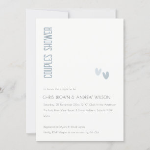Minimale Elegant Dusky Blue Hearts Couples Shower Kaart