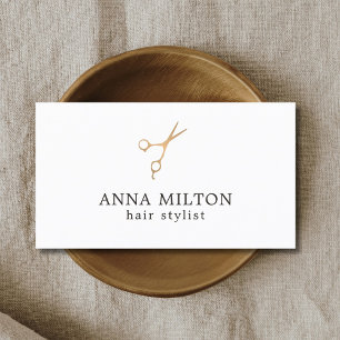 Minimale Elegant Faux Gold Scissor Hair Stylist Visitekaartje