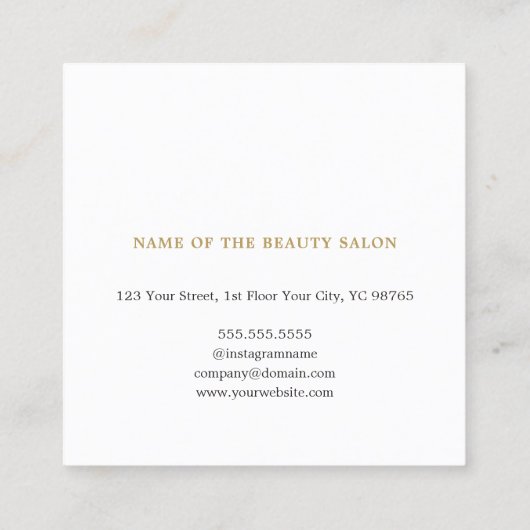 Minimale Elegant Faux Gold Scissors Hair Stylist Vierkante Visitekaartje (Achterkant)