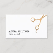 Minimale Elegant Faux Gold Scissors Hair Stylist Visitekaartje (Voorkant)