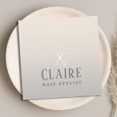 Minimale Elegant Faux Silver Scissors Haarstylist Vierkante Visitekaartje
