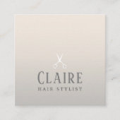 Minimale Elegant Faux Silver Scissors Haarstylist Vierkante Visitekaartje (Voorkant)