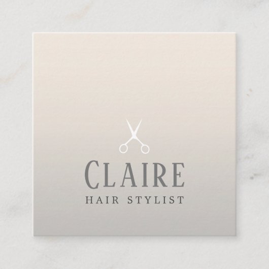 Minimale Elegant Faux Silver Scissors Haarstylist Vierkante Visitekaartje (Voorkant)