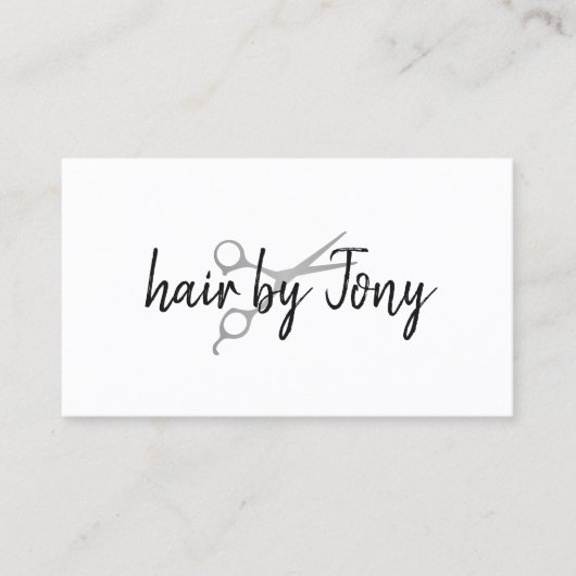 Minimale Elegant Faux Silver Scissors Hair Stylist Visitekaartje (Voorkant)