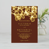 Minimale Elegant Floral Summer Wedding Real Gold Folie Uitnodiging (Staand Voorkant)