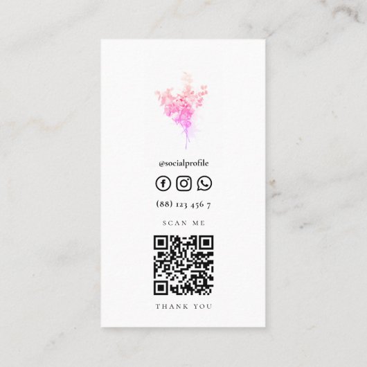 Minimale Elegant Florist Qr-code Visitekaartje (Achterkant)