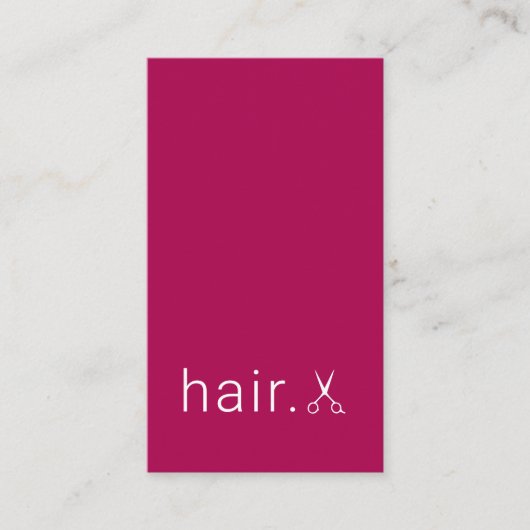 Minimale Elegant Fuchsia White Scissors Hair Visitekaartje (Voorkant)