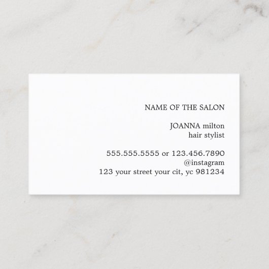 Minimale Elegant Golden Black Scissors Hair Visitekaartje (Achterkant)