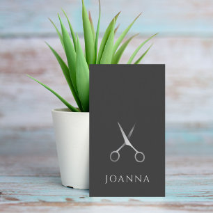 Minimale Elegant Gray Silver Scissors Hair Visitekaartje