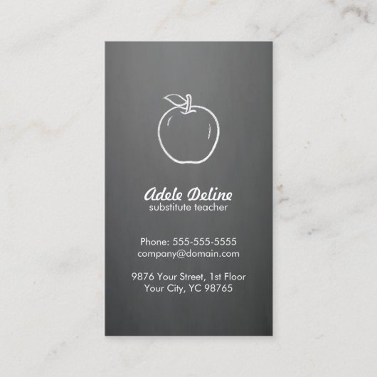 Minimale Elegant Gray White Apple-leraar Visitekaartje (Voorkant)