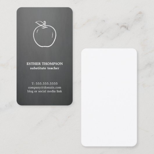 Minimale Elegant Gray White Apple-leraar Visitekaartje (Voorkant / Achterkant)
