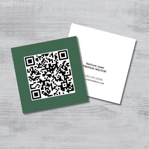 Minimale Elegant Green QR Code Consultant Vierkante Visitekaartje