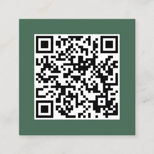 Minimale Elegant Green QR Code Consultant Vierkante Visitekaartje (Voorkant)