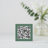 Minimale Elegant Green QR Code Consultant Vierkante Visitekaartje (Staand voorkant)
