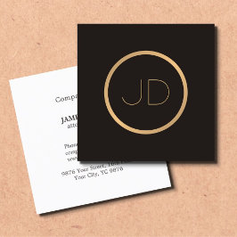 Minimale Elegant Grey Faux Gold Monogram Attorney Vierkante Visitekaartje