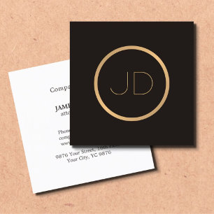 Minimale Elegant Grey Faux Gold Monogram Attorney Vierkante Visitekaartje