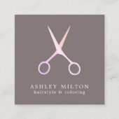 Minimale Elegant Grey Roos Scissors Hair Stylist Vierkante Visitekaartje (Voorkant)