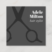 Minimale Elegant Grey Scissors Haarstylist Vierkante Visitekaartje (Voorkant)