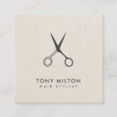 Minimale Elegant Grey Scissors Haarstylist Vierkante Visitekaartje (Voorkant)
