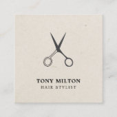 Minimale Elegant Grey Scissors Haarstylist Vierkante Visitekaartje (Voorkant)