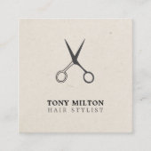 Minimale Elegant Grey Scissors Haarstylist Vierkante Visitekaartje (Voorkant)