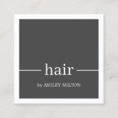 Minimale Elegant Grey White Haarstylist Vierkante Visitekaartje (Voorkant)