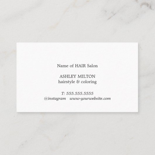 Minimale Elegant Grey White Scissors Haarstylist Visitekaartje (Achterkant)