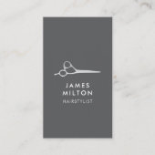 Minimale Elegant grijs witte schaar Hair Stylist Visitekaartje (Voorkant)