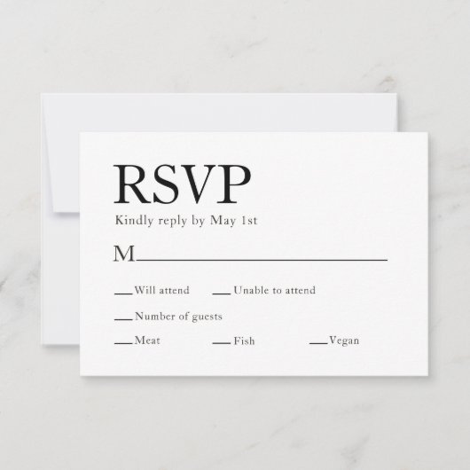 Minimale Elegant-keuzerwitbruiloft RSVP Kaartje (Voorkant)