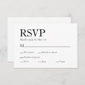 Minimale Elegant-keuzerwitbruiloft RSVP Kaartje (Voorkant / Achterkant)