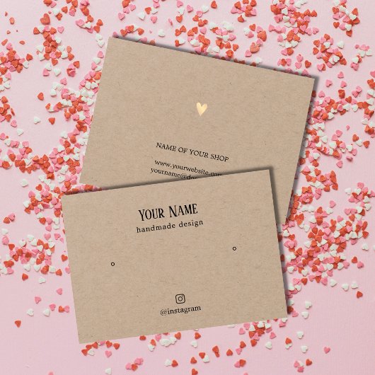 Minimale Elegant Kraft Gold Heart Harring Card Visitekaartje