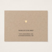 Minimale Elegant Kraft Gold Heart Harring Card Visitekaartje (Achterkant)