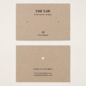 Minimale Elegant Kraft Gold Heart Harring Card Visitekaartje (Voorkant /achterkant)
