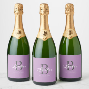 Minimale Elegant Lavender Paars Script Name Sparkling Wijnetiket