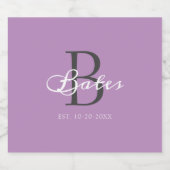Minimale Elegant Lavender Paars Script Name Sparkling Wijnetiket (Enkel label)