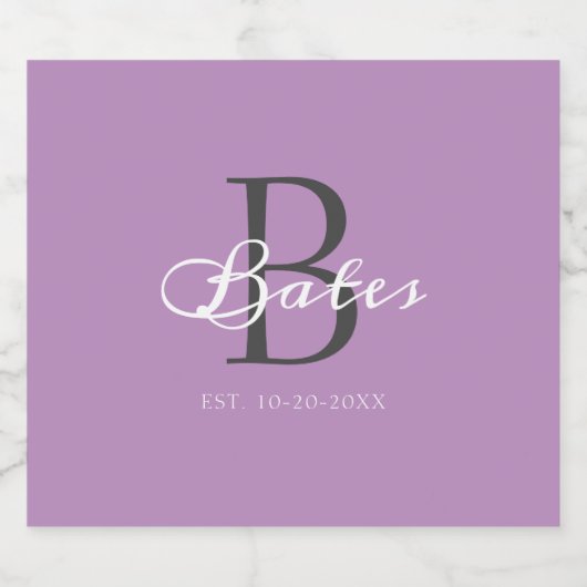 Minimale Elegant Lavender Paars Script Name Sparkling Wijnetiket (Enkel label)