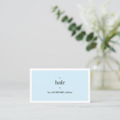 Minimale Elegant Light Blue Haarstylist Visitekaartje (Staand voorkant)