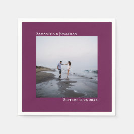 Minimale Elegant Modern Magenta Wedding Foto Servet