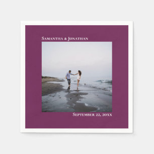 Minimale Elegant Modern Magenta Wedding Foto Servet