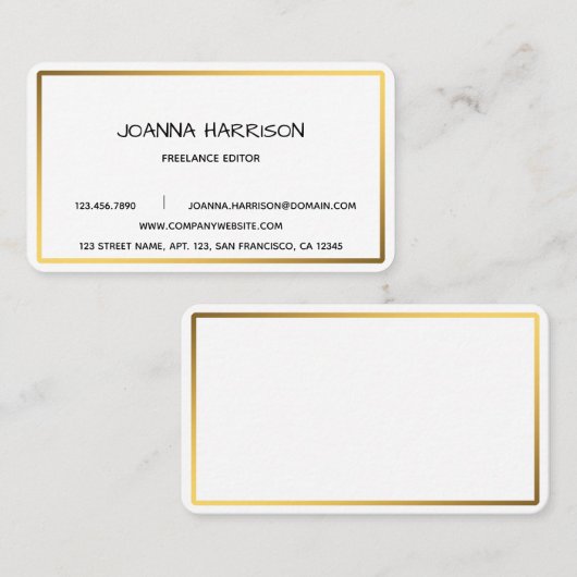 Minimale Elegant Modern Shiny Gold Lijst Editor Visitekaartje (Voorkant / Achterkant)