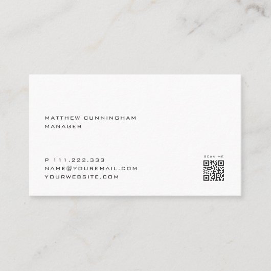 Minimale Elegant Moderne Simple Scan QR-code Visitekaartje (Voorkant)